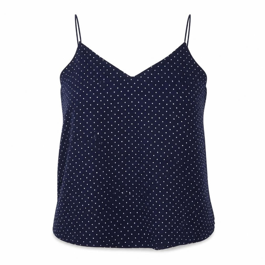 H&M Womens Blue Polka Dot Polyester Cropped Tank Size 14 V-Neck