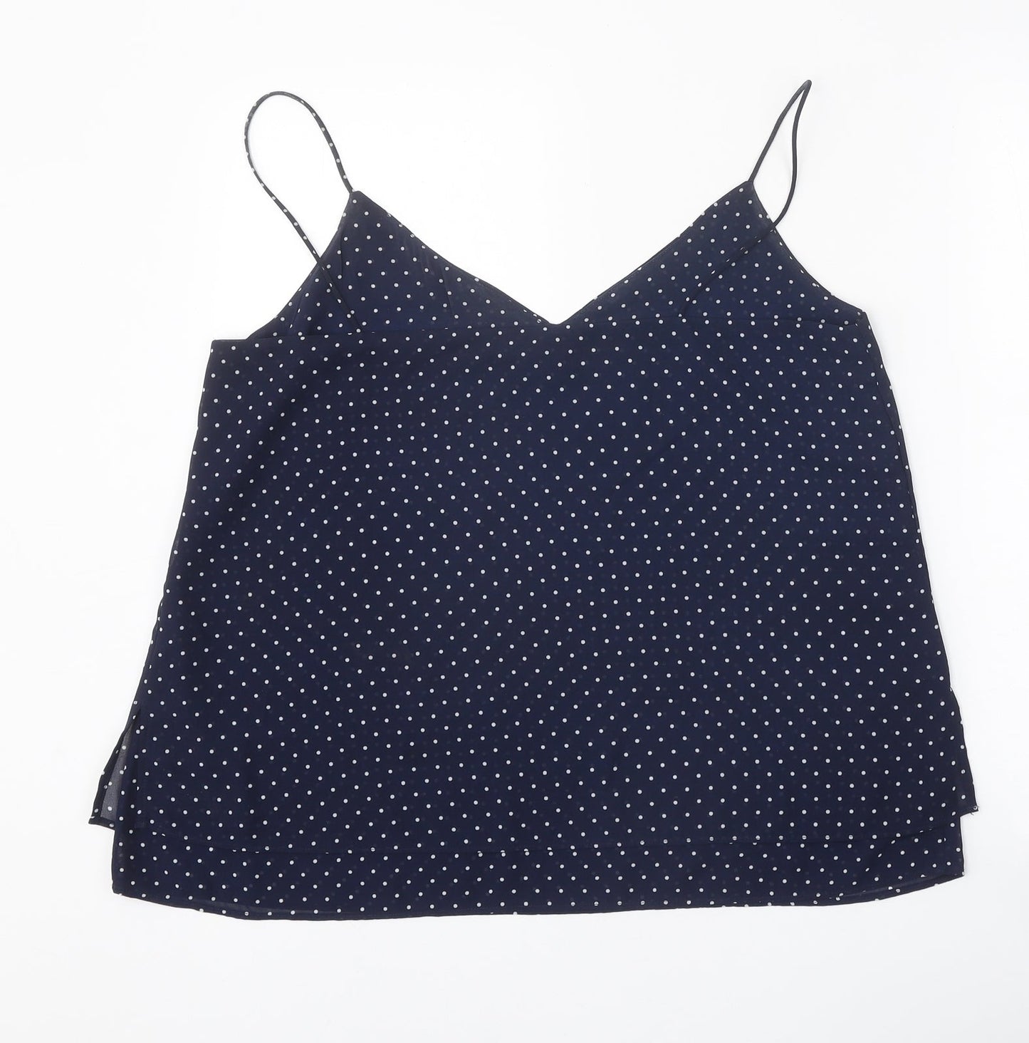 H&M Womens Blue Polka Dot Polyester Cropped Tank Size 14 V-Neck