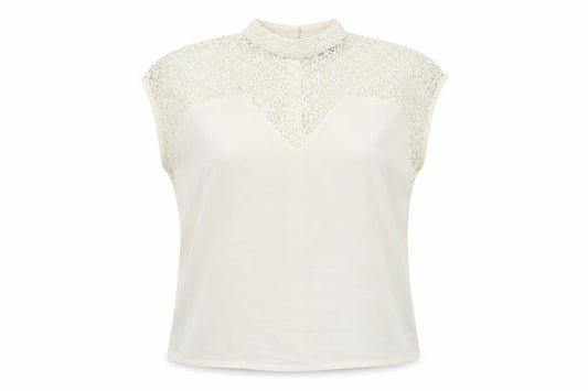 ASOS Womens White Polyester Basic Tank Size 6 Mock Neck - Lace Detail