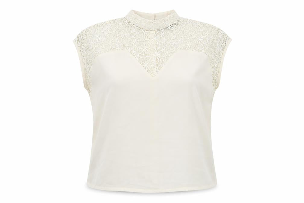 ASOS Womens White Polyester Basic Tank Size 6 Mock Neck - Lace Detail