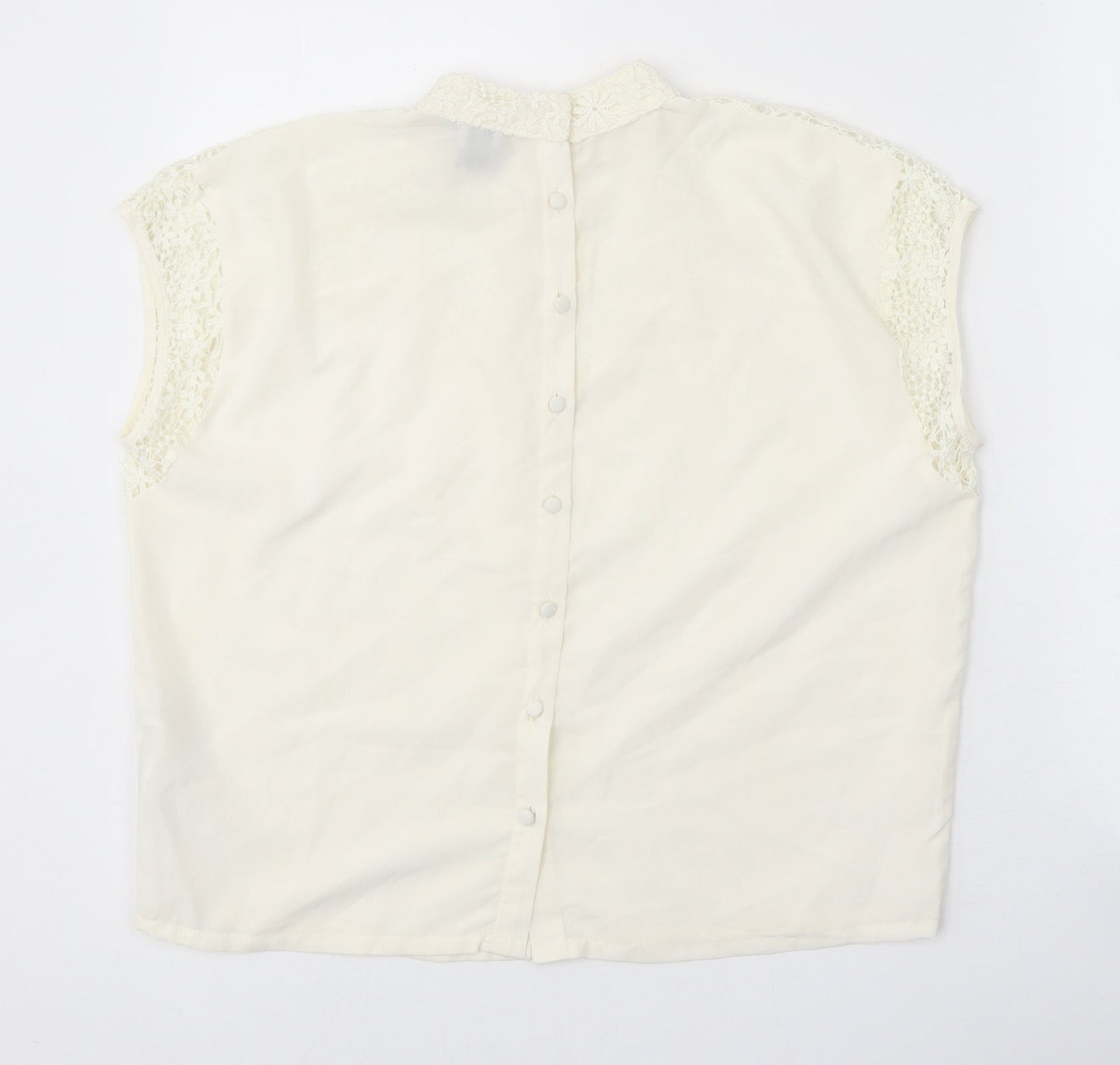 ASOS Womens White Polyester Basic Tank Size 6 Mock Neck - Lace Detail
