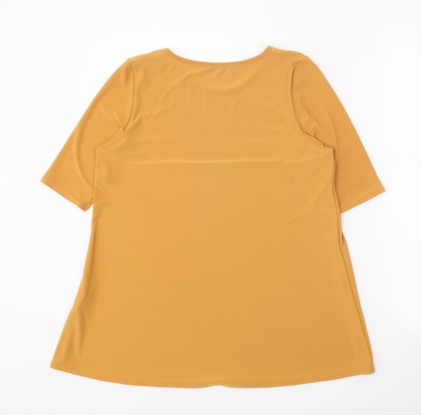 Nicole Womens Orange Polyester Basic T-Shirt Size S Round Neck