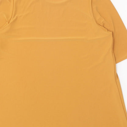 Nicole Womens Orange Polyester Basic T-Shirt Size S Round Neck
