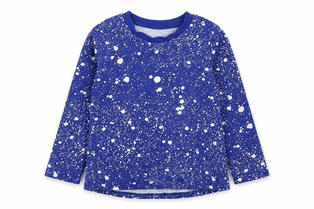Studio Girls Blue Geometric Cotton Basic T-Shirt Size 3-4 Years Round Neck Pullover