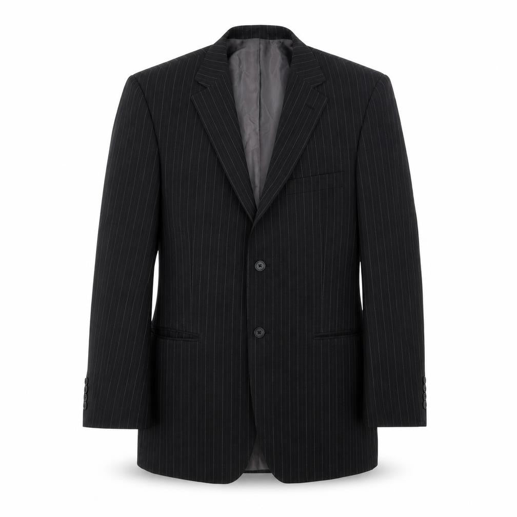 Marks & Spencer Mens Black Striped Polyester Jacket Blazer Size 40 Regular