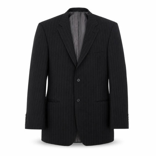 Marks & Spencer Mens Black Striped Polyester Jacket Blazer Size 40 Regular