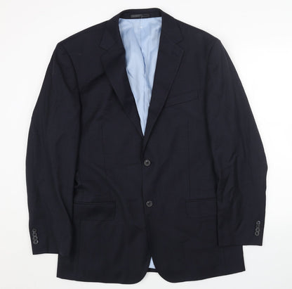 Preworn Mens Blue Polyester Jacket Blazer Size 42 Regular