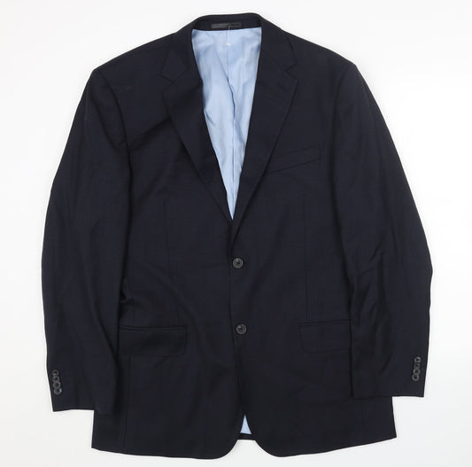 Preworn Mens Blue Polyester Jacket Blazer Size 42 Regular