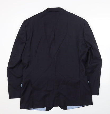 Preworn Mens Blue Polyester Jacket Blazer Size 42 Regular