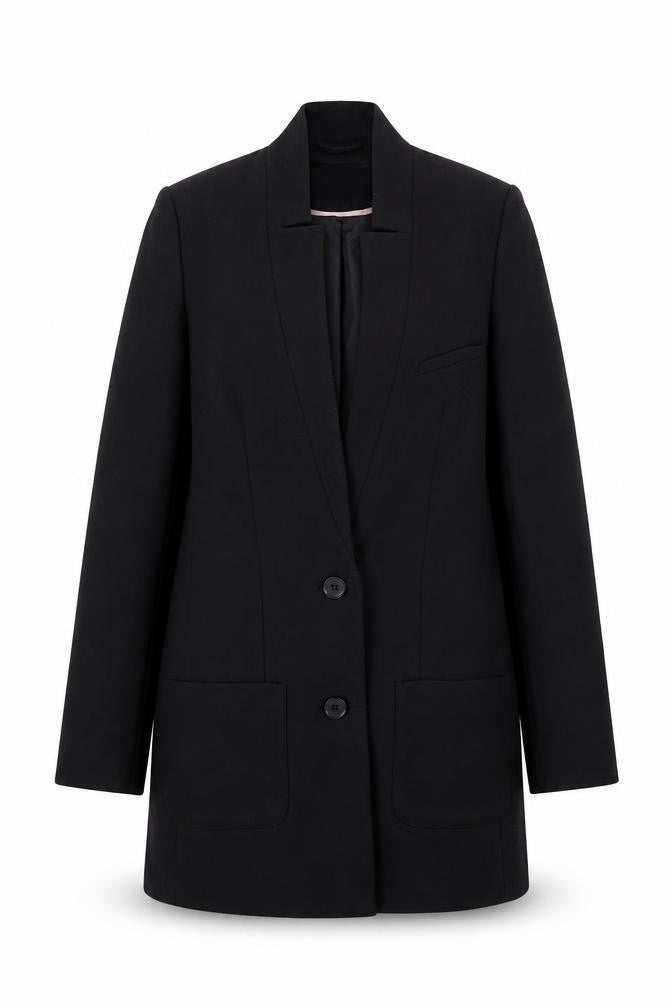 H&M Womens Black Overcoat Coat Size 4 Button