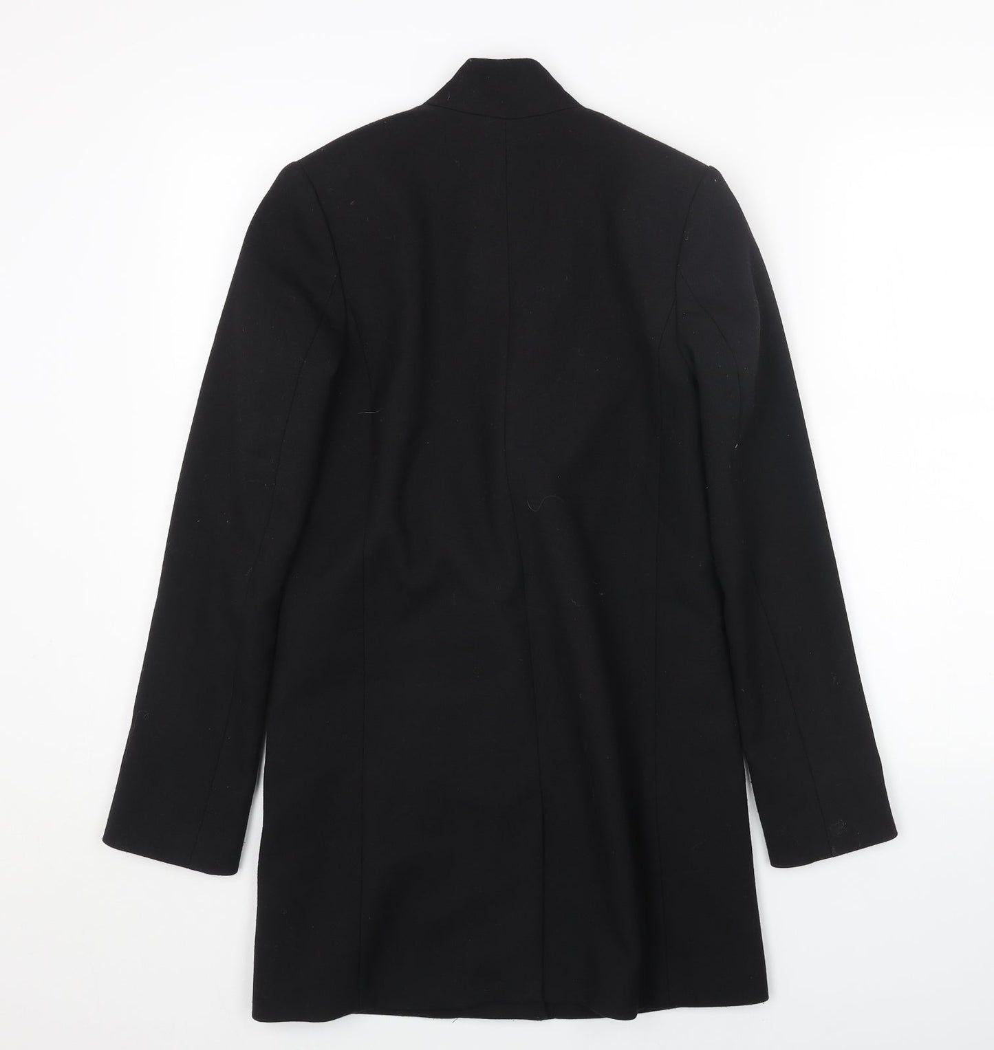H&M Womens Black Overcoat Coat Size 4 Button
