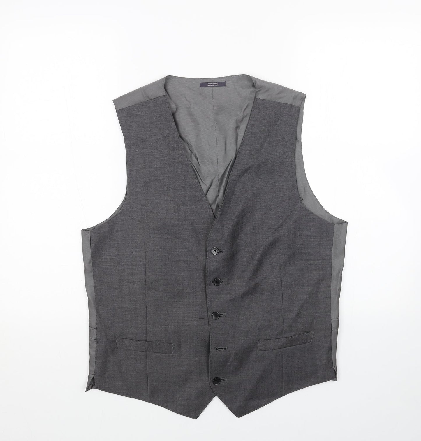 Marks and Spencer Mens Grey Polyester Jacket Suit Waistcoat Size 40 Regular