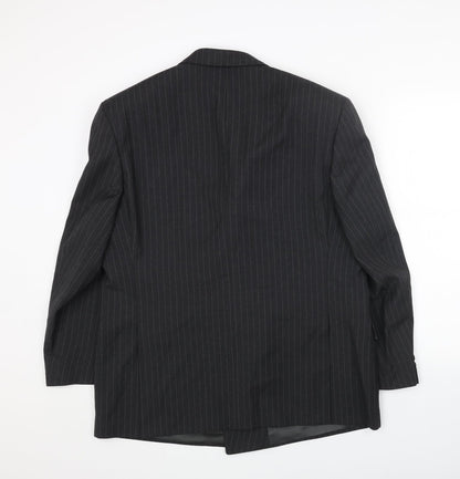 Preloved Preworn Mens Black Striped Polyester Jacket Blazer Size 44 Regular - Back