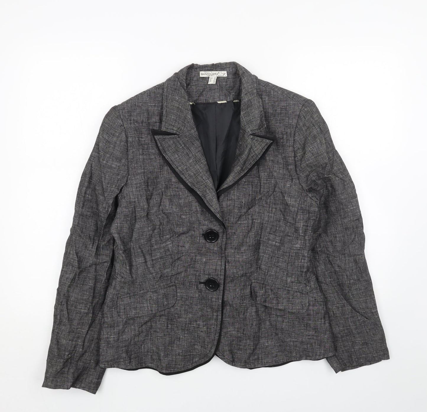 BANDOLERA Womens Grey Jacket Blazer Size 16 Button