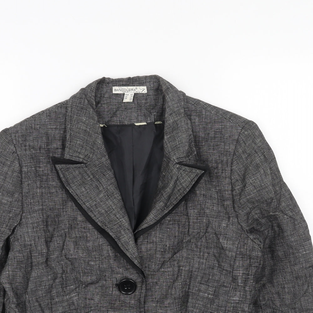 BANDOLERA Womens Grey Jacket Blazer Size 16 Button