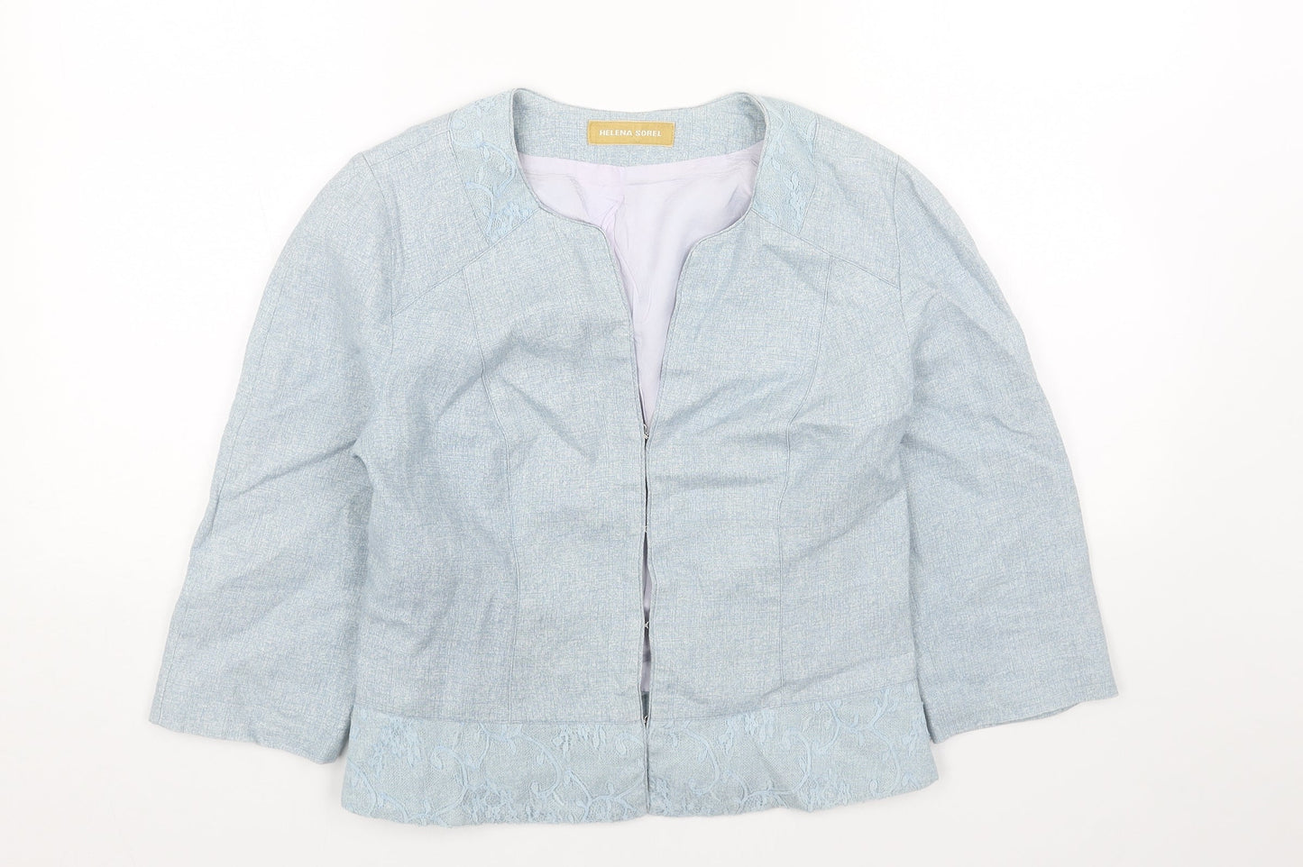 HELENA SORELL Womens Blue Jacket Blazer Size 10 Hook & Eye