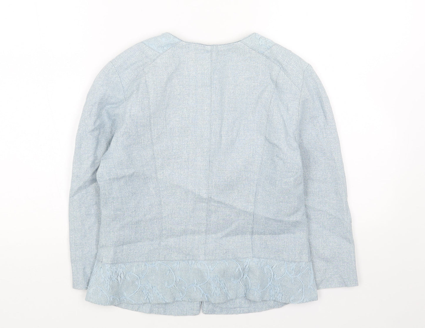 HELENA SORELL Womens Blue Jacket Blazer Size 10 Hook & Eye