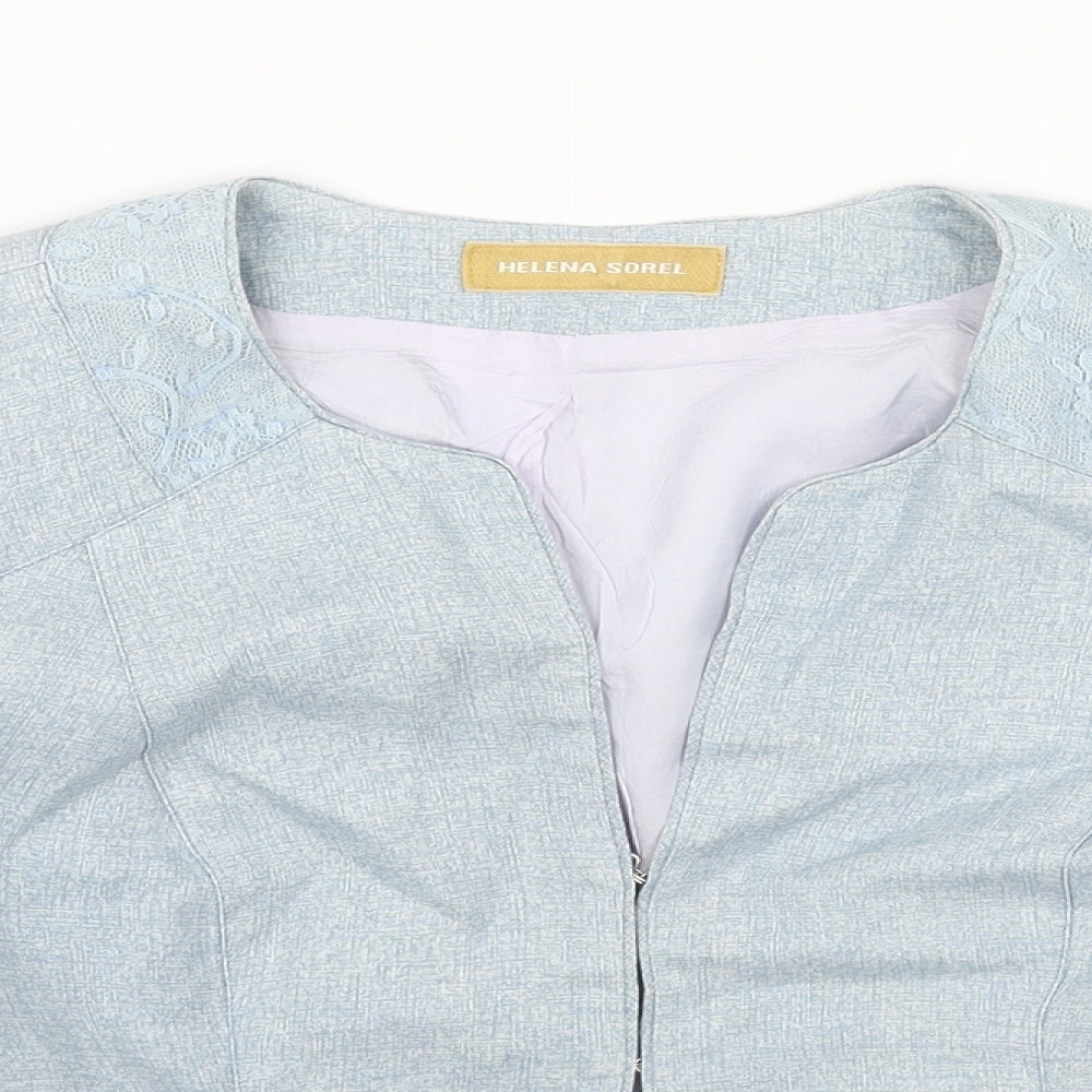 HELENA SORELL Womens Blue Jacket Blazer Size 10 Hook & Eye