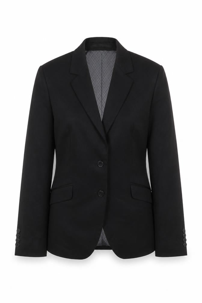 Preworn Womens Black Viscose Jacket Suit Size 12