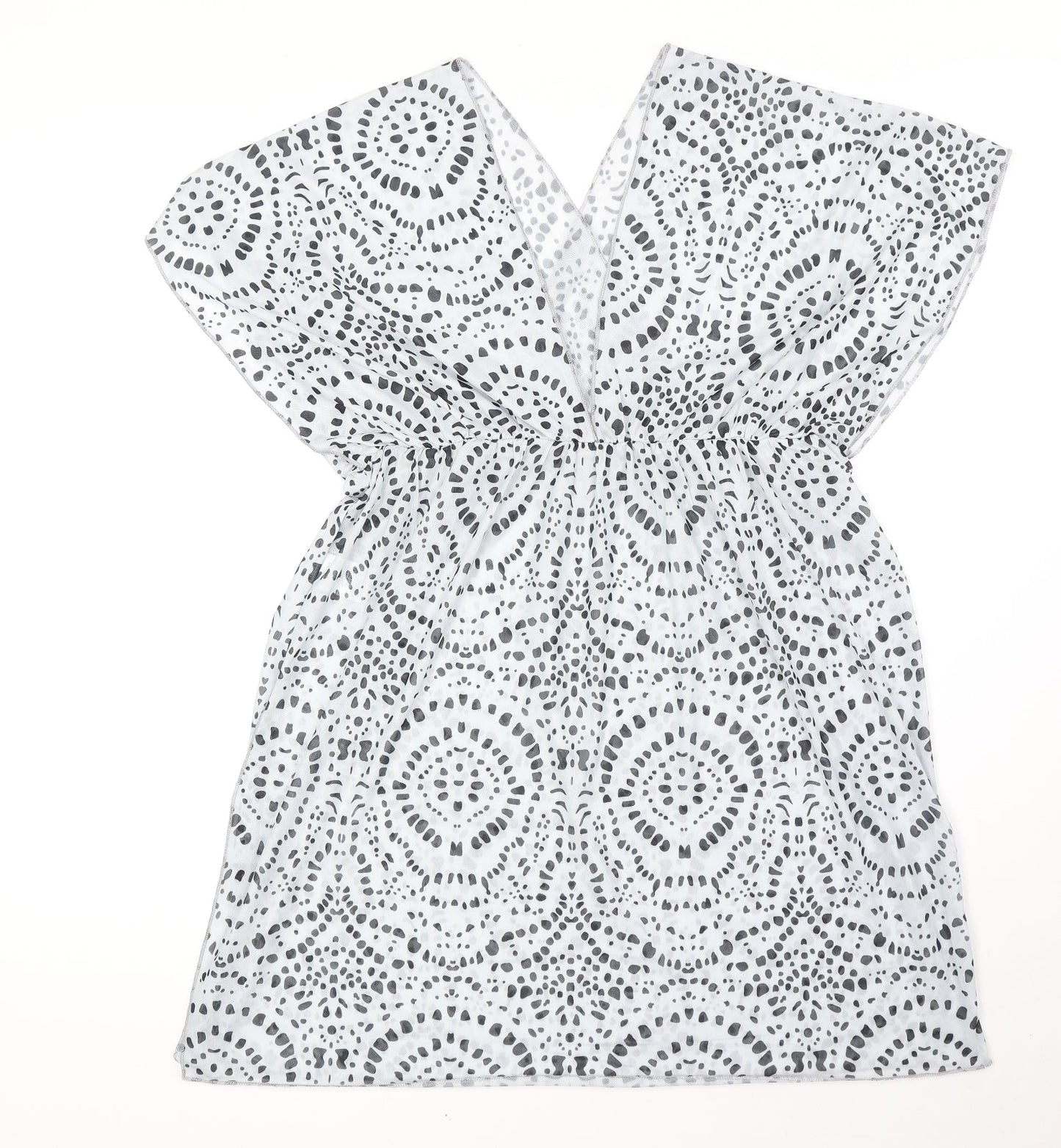 Shien Womens White Geometric Polyester Cover Up Size XL