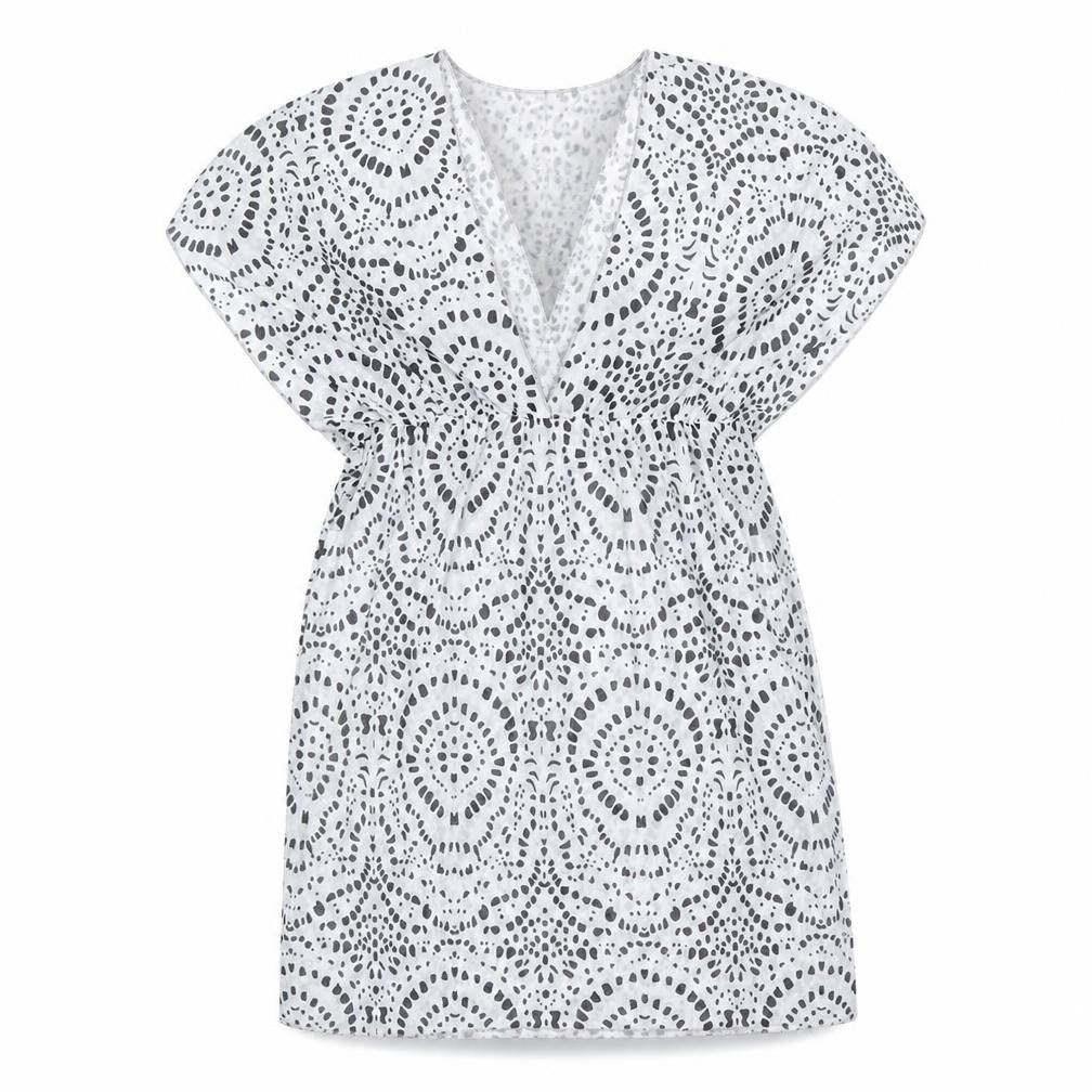 SHEIN Shien Womens White Geometric Polyester Cover Up Size XL