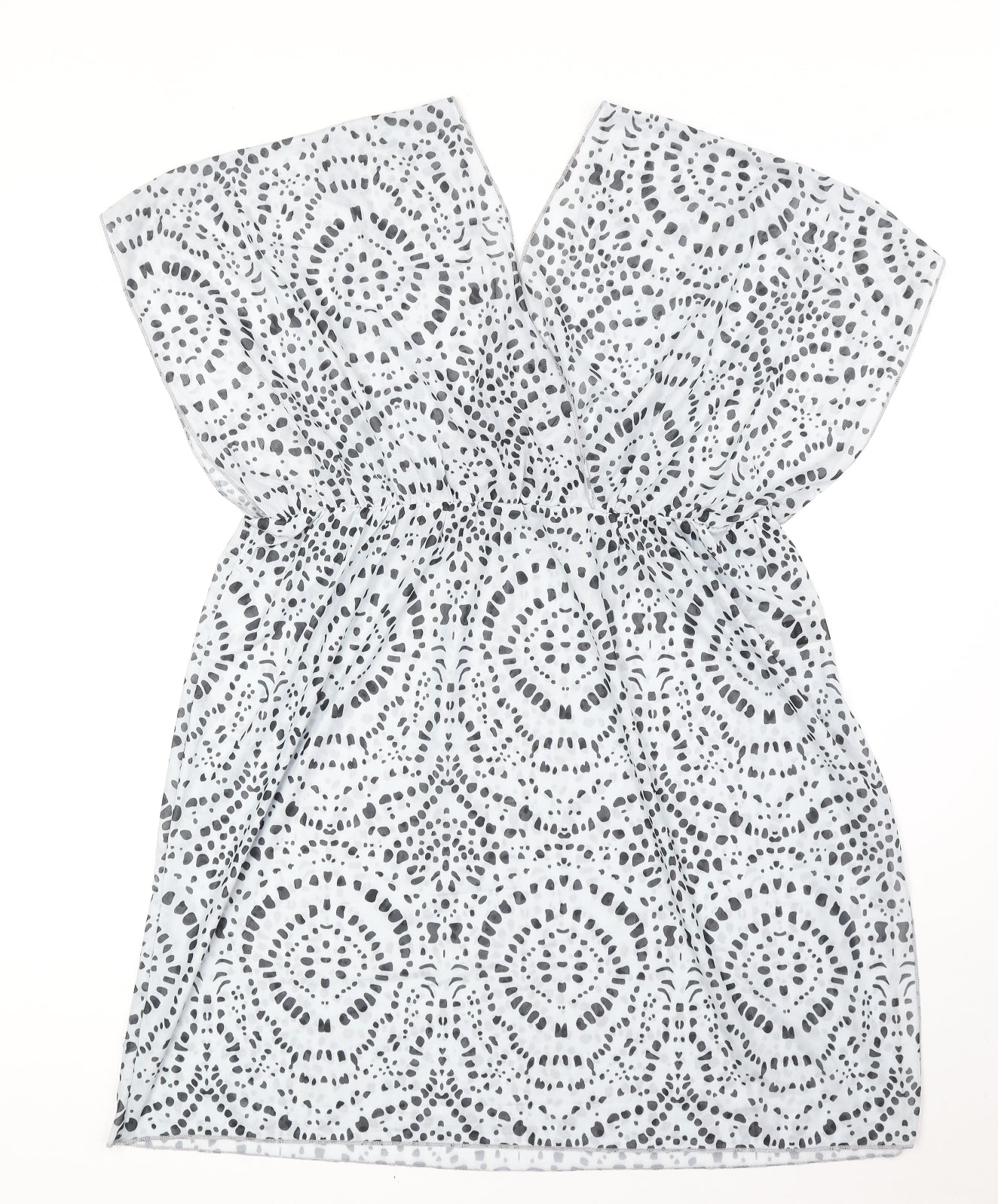 Shien Womens White Geometric Polyester Cover Up Size XL