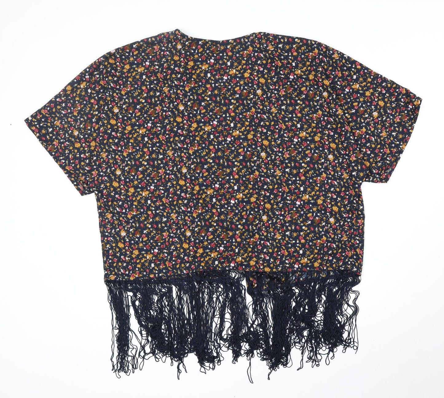 Papaya Womens Multicoloured Floral Polyester Kimono Blouse Size 14 V-Neck