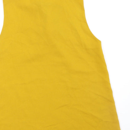 Misstruth Womens Yellow Polyester Basic Blouse Size 8 V-Neck