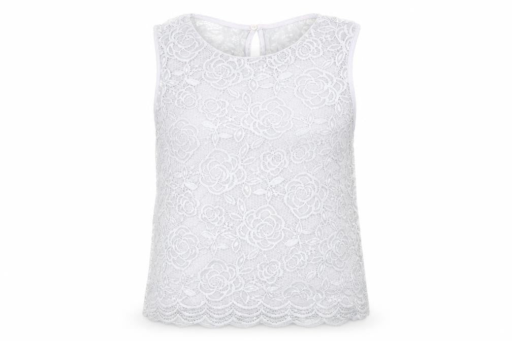 New Look Womens Grey Floral Polyester Basic Tank Size 8 Round Neck - Lace Overlay