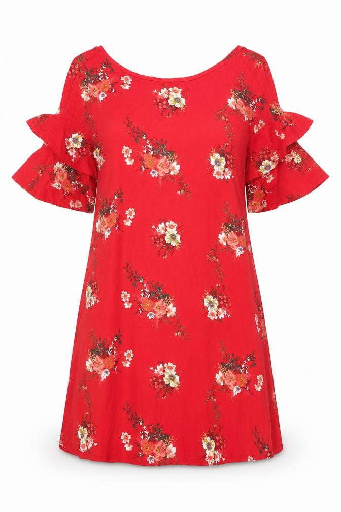 George Womens Red Floral Viscose A-Line Size 8 Boat Neck Pullover
