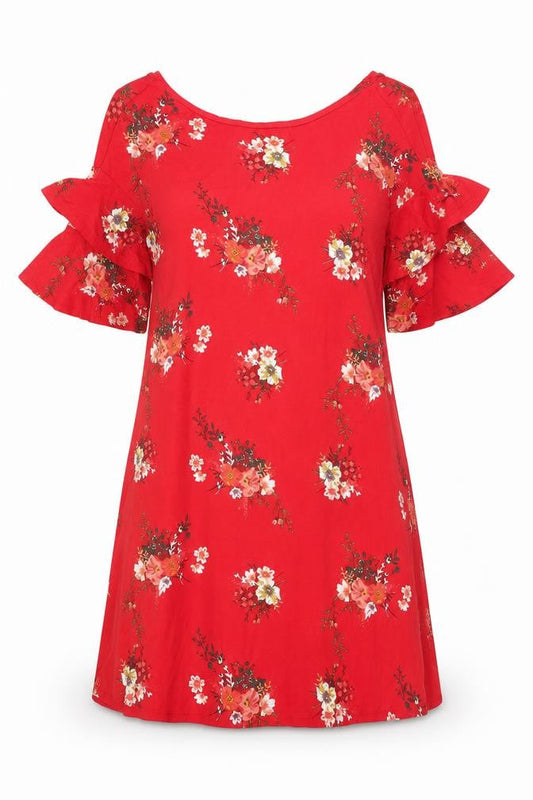 George Womens Red Floral Viscose A-Line Size 8 Boat Neck Pullover
