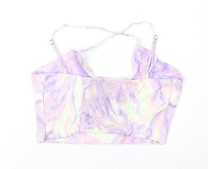Zara Womens Multicoloured Geometric Polyester Cropped Tank Size S Square Neck