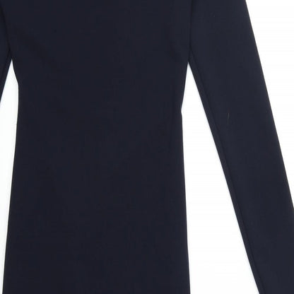 PRETTYLITTLETHING Womens Blue Polyester Sheath Size 8 Square Neck Pullover