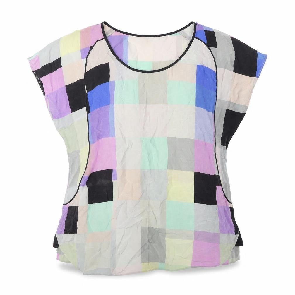 Country Road Womens Multicoloured Geometric Polyester Basic Blouse Size XS Round Neck