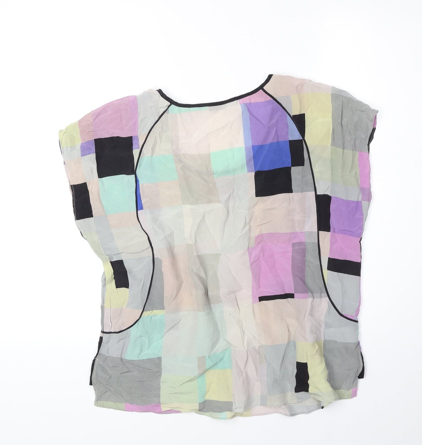Country Road Womens Multicoloured Geometric Polyester Basic Blouse Size XS Round Neck