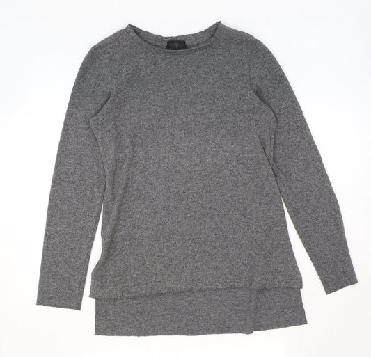 Topshop Womens Grey Boat Neck Polyamide Pullover Jumper Size 8