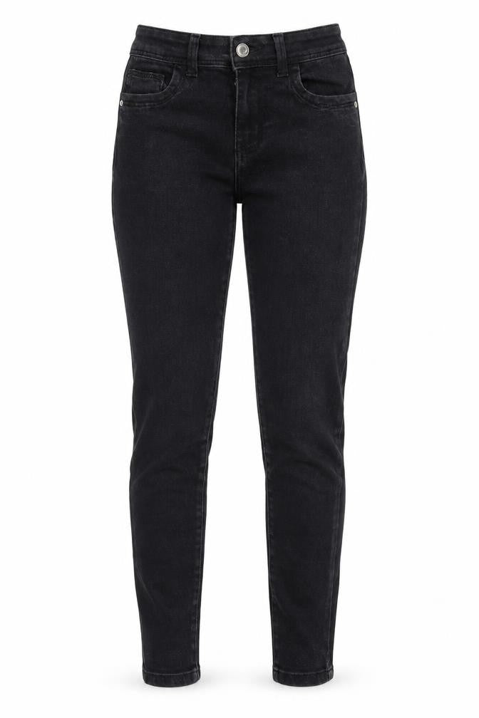 Denim & Co. Womens Black Cotton Straight Jeans Size 4 Regular Zip