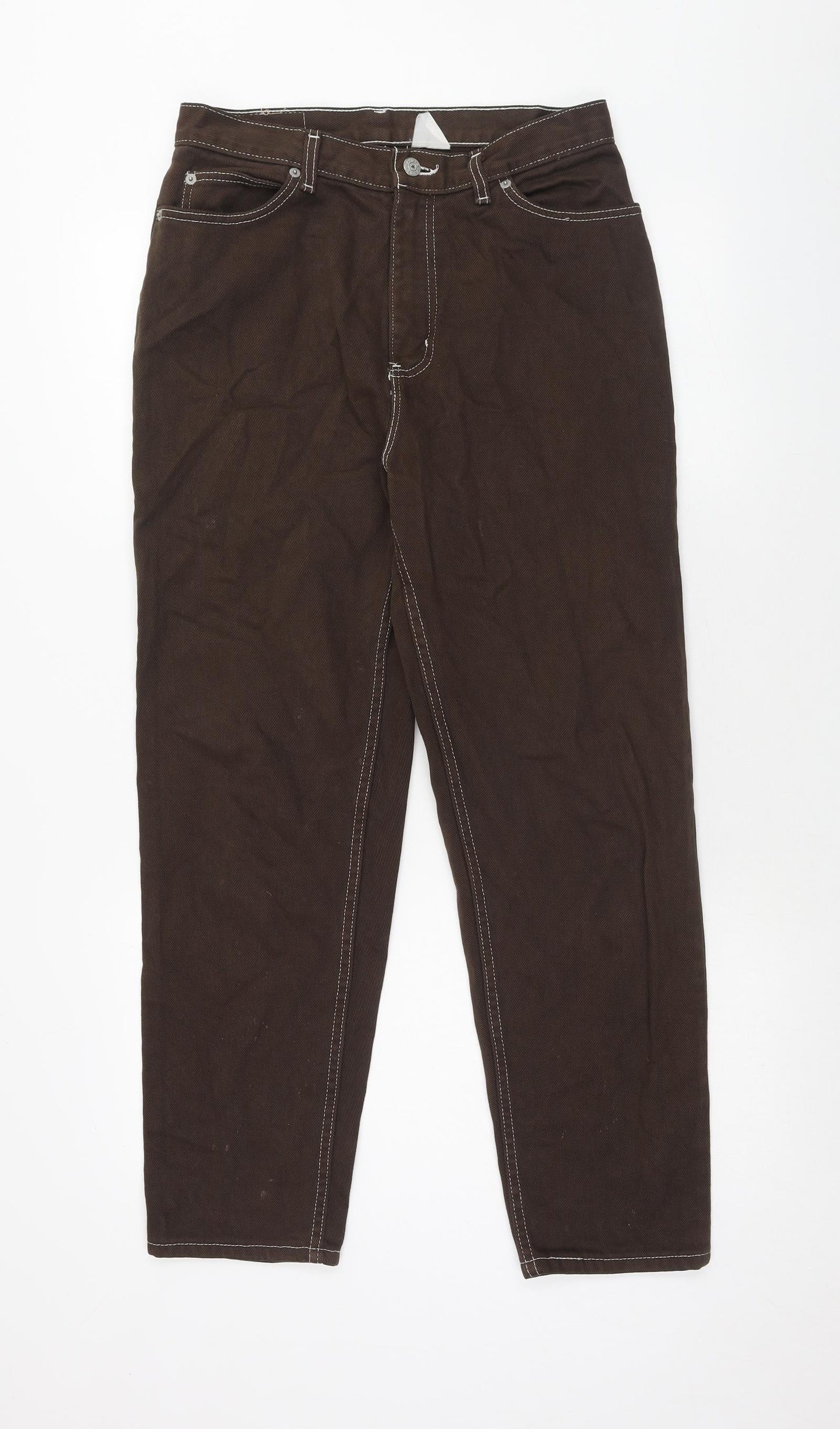 Preworn Womens Brown Cotton Straight Jeans Size 30 in Regular Zip