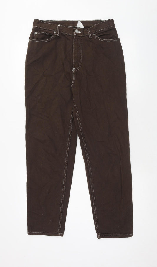 Preworn Womens Brown Cotton Straight Jeans Size 30 in Regular Zip