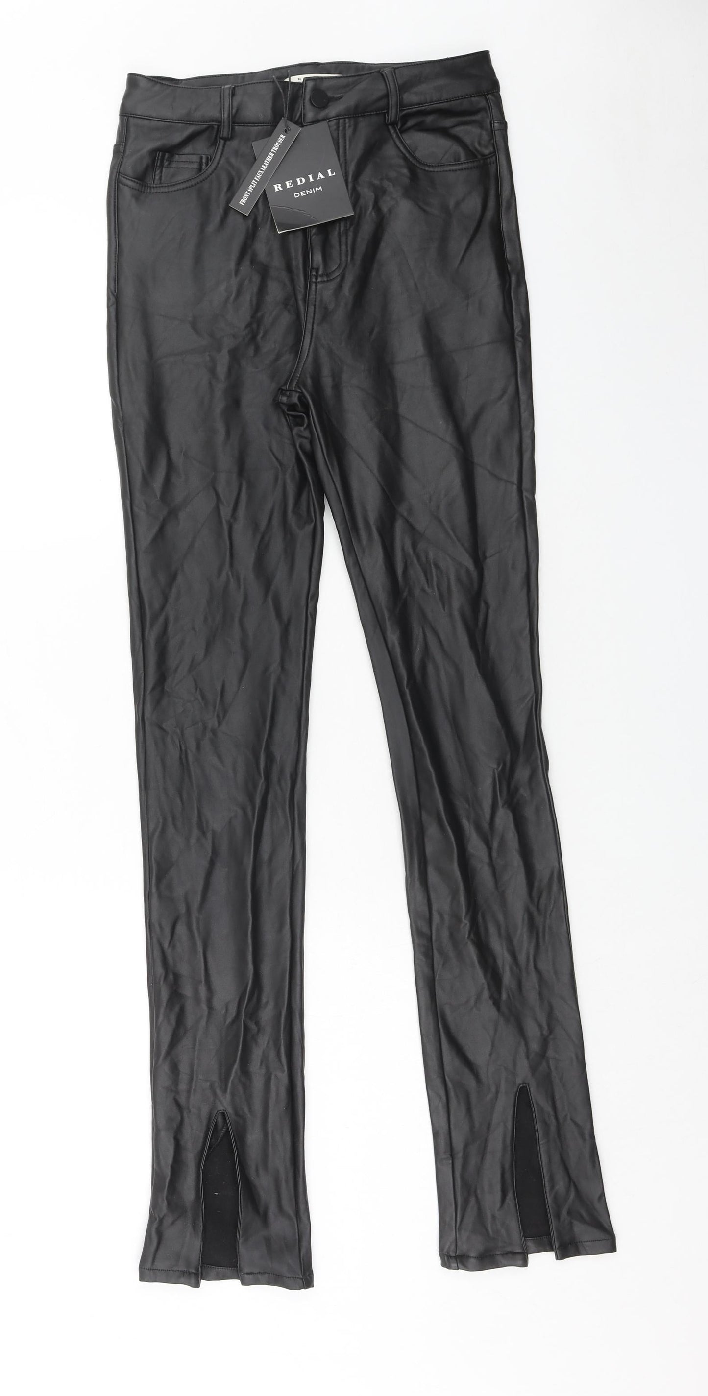 Redial Womens Black Polyester Trousers Size 10 Regular Zip