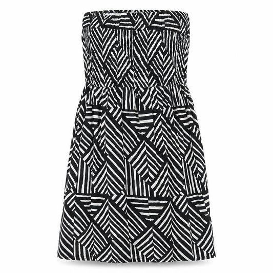 John Lewis Womens Black Geometric Viscose Mini Size L Off the Shoulder Pullover
