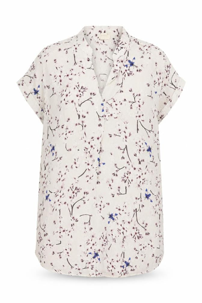 H&M Womens Beige Floral Viscose Shift Size 8 V-Neck Pullover