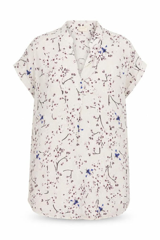 H&M Womens Beige Floral Viscose Shift Size 8 V-Neck Pullover