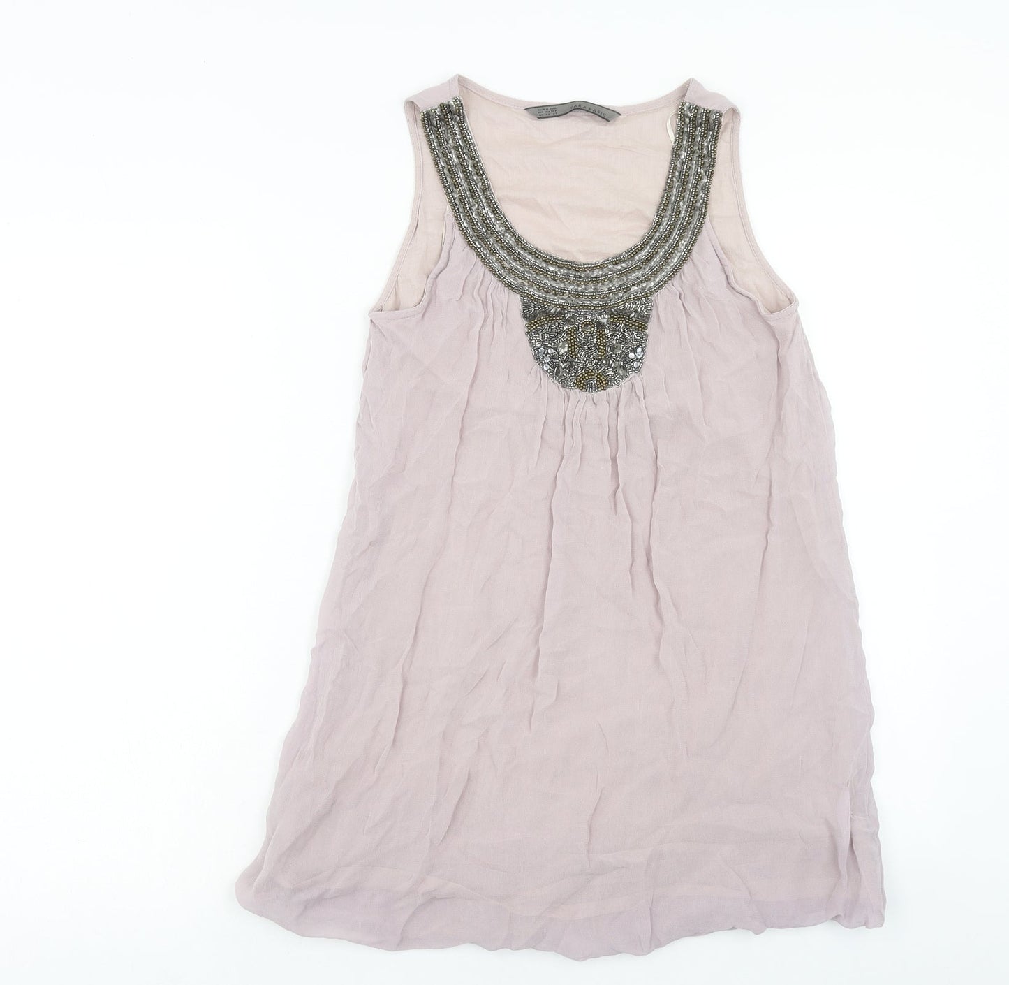 Zara Womens Purple Viscose Basic Tank Size XS Round Neck
