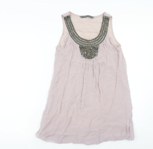Zara Womens Purple Viscose Basic Tank Size XS Round Neck