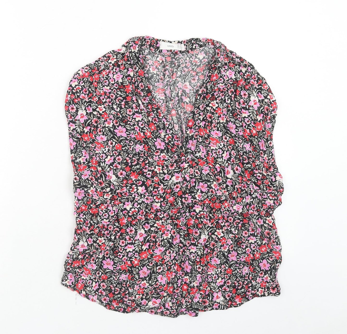 Mango Womens Pink Floral Viscose Basic Tank Size XS V-Neck