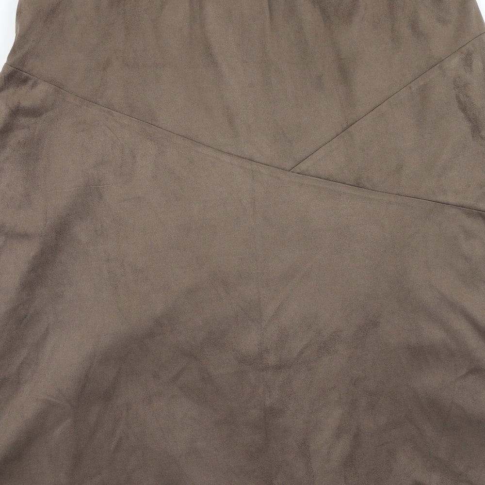 Fair Lady Womens Brown Polyester Swing Skirt Size 14 Button