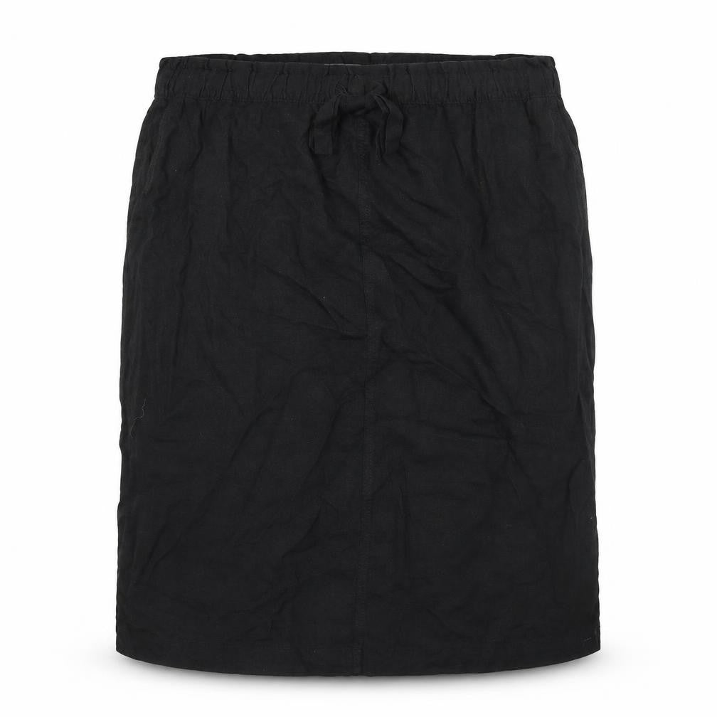Marks & Spencer Womens Black Linen Straight & Pencil Skirt Size 24 Drawstring