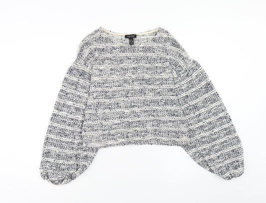 New Look Womens Blue Round Neck Cotton Pullover Jumper Size S