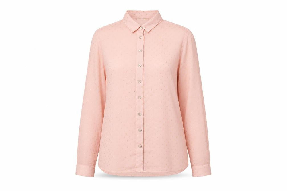 Louche Womens Pink Geometric Polyester Basic Button-Up Size 10 V-Neck